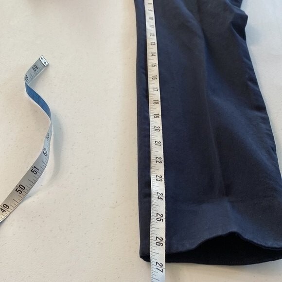 Talbots Navy Chatham Ankle Pants Stretchy Tulip Slit Hem Flat Front Side Zip - Picture 10 of 13